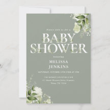 Sage Greenery Floral QR Code Baby shower