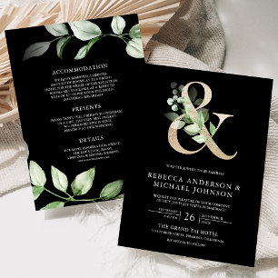 Invitation Sage Greenery or Ampersand noir Mariage