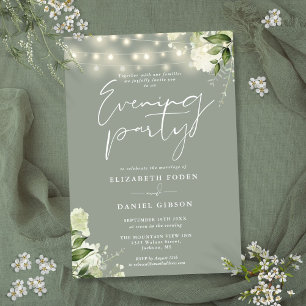 Invitation Sage Greenery String Lights Mariage Soirée