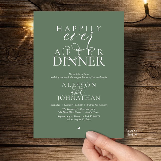 Invitation Sage Happily Ever After Dinner Modern Wedding (Sage Green Happily Ever After Dinner Modern Script Wedding Invitation Card)