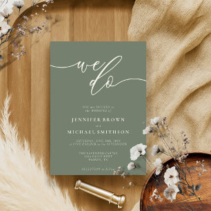 Invitation Sage Ivory Calligraphie Signature Nous faisons Mar