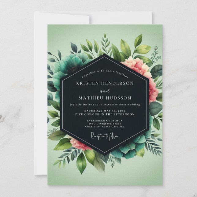 Invitation Sage Lush Botanical Wedding (Devant)