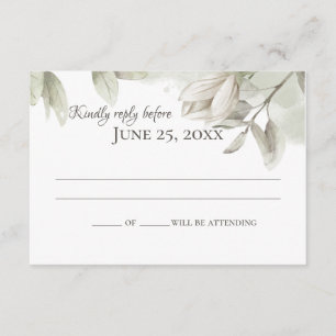 Invitation Sage Magnolias Élégante Réponse de mariage