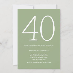 Invitation Sage minimal 40e anniversaire