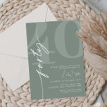 Invitation Sage minimaliste Quarante fête d'anniversaire 40e<br><div class="desc">Cette invitation minimaliste à la fête du 30ème anniversaire de typographie est parfaite pour une fête d'anniversaire moderne. Le design simple présente une police blanche classique sur un arrière - plan sage. Personnalisable dans n'importe quelle couleur. Gardez le design minimal et élégant, en l'état, ou personnalisez-le en ajoutant vos propres...</div>