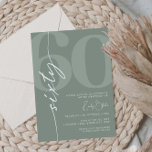 Invitation Sage minimaliste Soixante 60e fête d'anniversaire<br><div class="desc">Cette invitation minimaliste à la fête du 30ème anniversaire de typographie est parfaite pour une fête d'anniversaire moderne. Le design simple présente une police blanche classique sur un arrière - plan sage. Personnalisable dans n'importe quelle couleur. Gardez le design minimal et élégant, en l'état, ou personnalisez-le en ajoutant vos propres...</div>