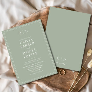 Invitation Sage minimaliste Vert Moderne Mariage élégant