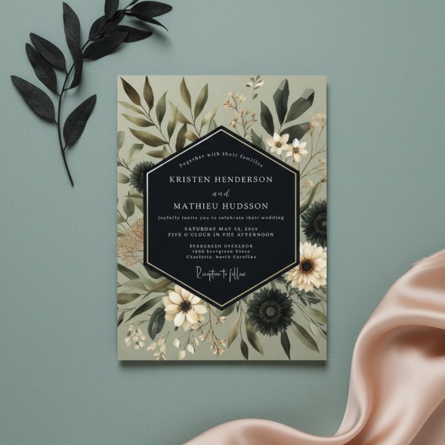 Invitation Sage Moody Botanical Romance Wedding (Créateur téléchargé)