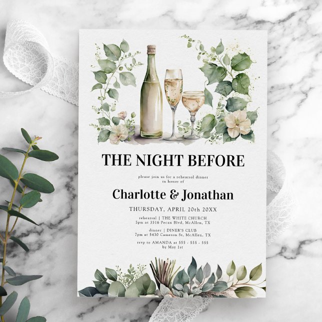 Invitation Sage & Or Élégant Dîner De Répétition Verdure (Créateur téléchargé)