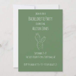 Invitation Sage Prickly Pear Cactus Bachelorette Party