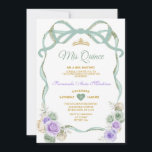 Invitation Sage Purple Floral Bow Ribbon Gold Girl Mis Quince<br><div class="desc">ÉDITABLE Sage Purple Floral Bow Ribbon Gold Girl Mis Quince Invitation Elégante Quinceañera Sage Purple Floral Princesse Anniversaire Invitation Gold Crown Mis Quince 15 Anos,  16ème Anniversaire</div>