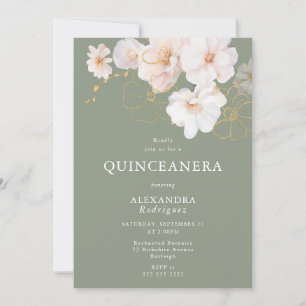 Invitation Sage Quinceanera, Fleur sauvage élégant