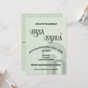 Invitation Sage Retro Funky Disco Mariage - Bold Modern Fun