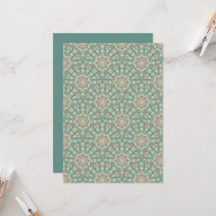 Invitation Sage rétro & Sable Ornate Mandala Scallop