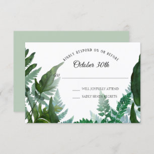Invitation Sage RSVP Mariage Ferns Forest Foliage Feuilles fe