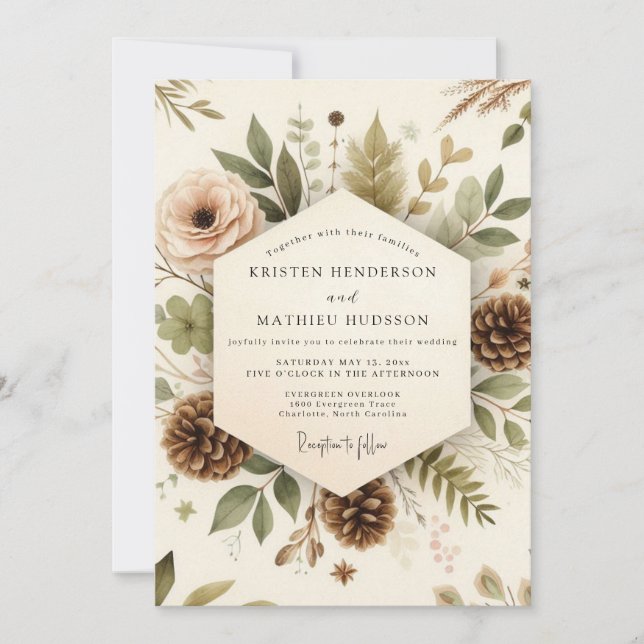 Invitation Sage Rustic Woodland Wedding (Devant)