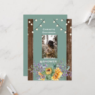 Invitation Sage Rustique Tournesol Photo Lumières Fête des ma