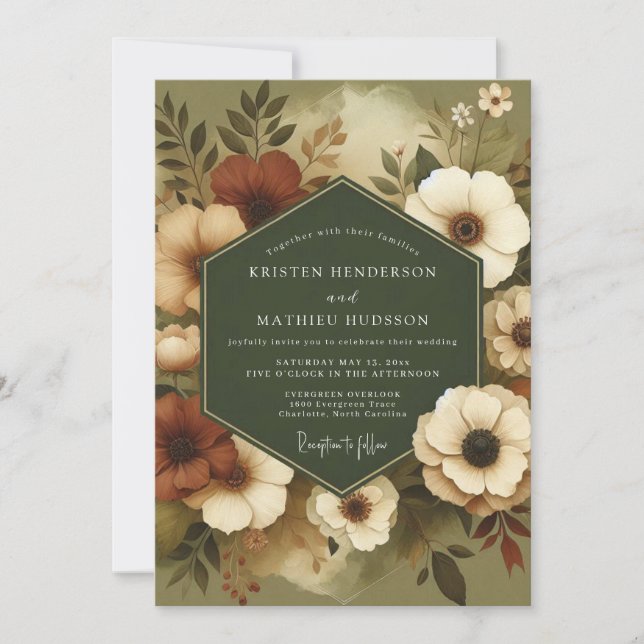 Invitation Sage Sienna Autumnal Wedding (Devant)