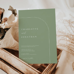 Invitation Sage Simple Moderne Mariage Arc