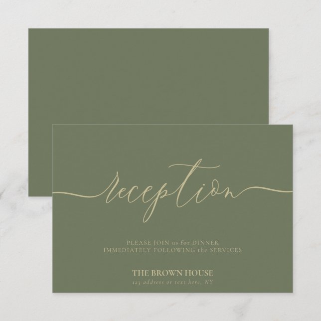 Invitation Sage Simple Wedding Reception (Devant / Derrière)