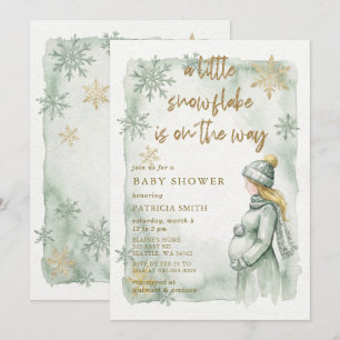Invitation Sage Snowflake Est En Route Baby Shower D'hiver
