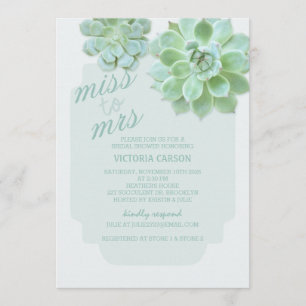 Invitation Sage Succulents Cactus Wedding shower