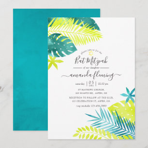 Invitation Sage - Turquoise et citron Tropicale Bar Mitzvah