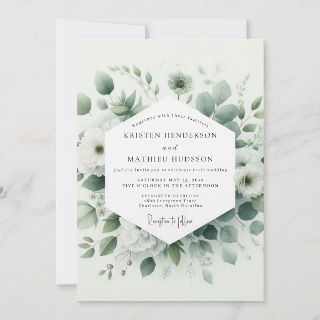 Invitation Sage Verdant Botanical Wedding (Devant)