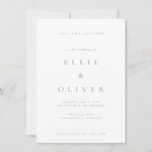 Invitation Sage Vert & Blanc Boho Minimaliste Mariage moderne