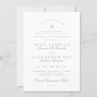 Invitation Sage Vert Blanc Classique Élégant Mariage formel