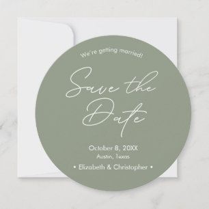 Invitation Sage vert Blanc minimum mariage Enregistrer la dat