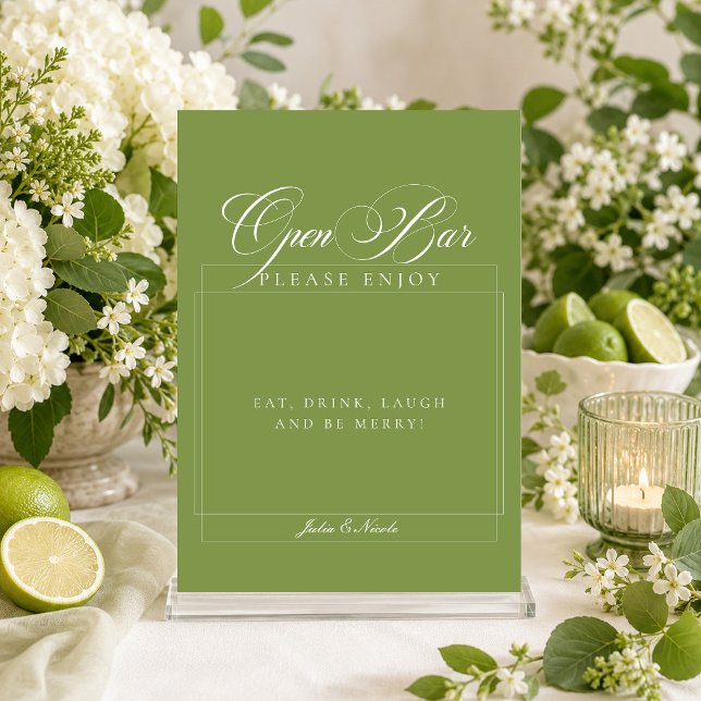 Invitation Sage Vert Classique Ivory Calligraphie Panneau de  (Créateur téléchargé)