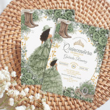 Sage Vert Country Western Rose Dorée Quinceañera