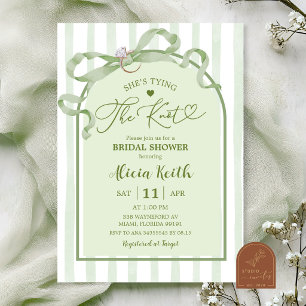 Invitation Sage Vert Elle noue un nœud enterrement de vie de 