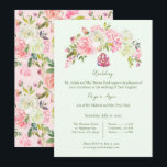 Invitation Sage Vert et rose Floral Mariage Hindu Ganesh<br><div class="desc">Un invitation avec des touches d'eau rose/bleue,  avec un magnifique Ganesh pour accueillir une bonne fortune dans votre journée spéciale !</div>