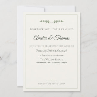 Invitation Sage Vert Eucalyptus Élégant Mariage En