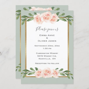 Invitation Sage Vert Floral Aquarelle Mariage romantique