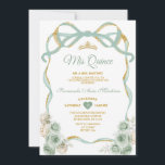 Invitation Sage Vert Floral Bow Ribbon Or Couronne Mis Quince<br><div class="desc">ÉDITABLE Sage Vert Floral Bow Ribbon Or Couronne Mis Quince Invitation Elégante Quinceañera Sage Vert Floral Princesse Anniversaire Invitation Or Couronne Mis Quince 15 Anos,  16e Anniversaire Fête</div>