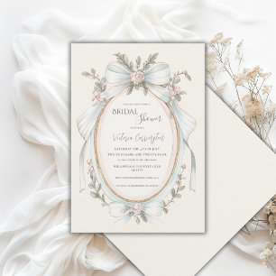 Invitation Sage vert floral élégant rose bleu Baby Shower