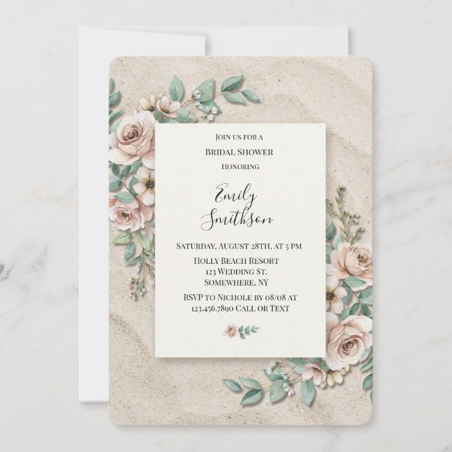 Invitation Sage vert floral Fête de mariage (Devant)