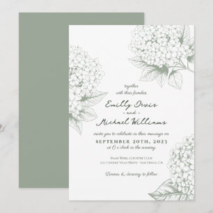 Invitation Sage vert Hydrangea Floral Mariage