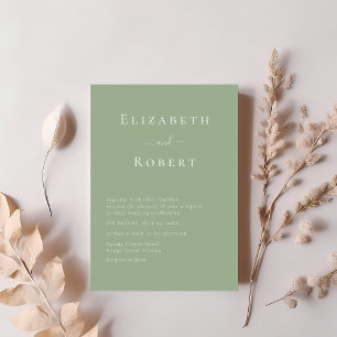 Invitation Sage Vert Moderne Minimaliste Script Mariage