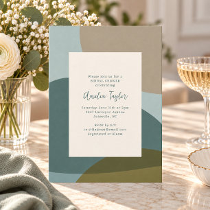 Invitation Sage Vert Olive Abstrait Géométrique Baby Shower d