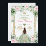 Invitation Sage Vert & Rose Floral Mis Quince 16e anniversair<br><div class="desc">Sage Green & Pink Floral Mis Quince 16th Birthday Invitation Mis Quince 15 Anos,  16th Birthday Butterfly.</div>