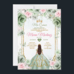 Invitation Sage Vert & Rose Floral Mis Quince 16e anniversair<br><div class="desc">Sage Green & Pink Floral Mis Quince 16th Birthday Invitation Mis Quince 15 Anos,  16th Birthday Butterfly.</div>