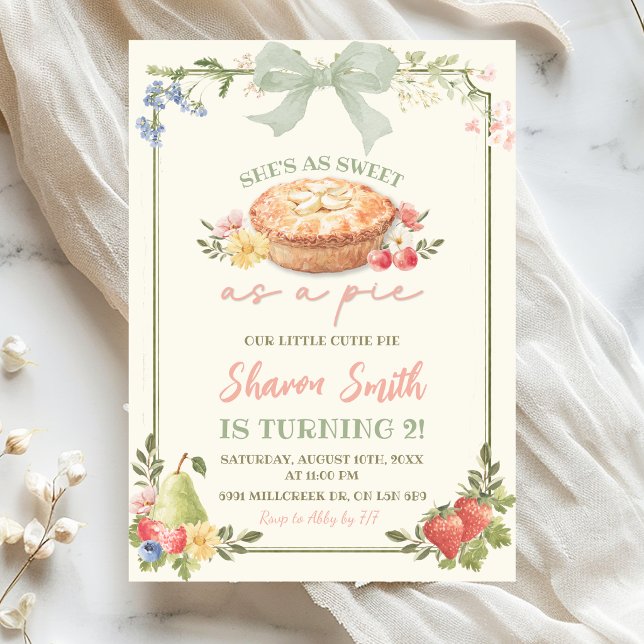 Invitation Sage Vert Rose Marché de Producteurs Doux comme un (Créateur téléchargé)