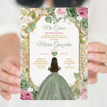 Invitation Sage Vert Rose Mis Quince 15 Anos Papillon de la C<br><div class="desc">Quinceañera Sage Green Pink Gold Crown Invitation Mis Quince 15 Anos,  16e Anniversaire Papillon.</div>