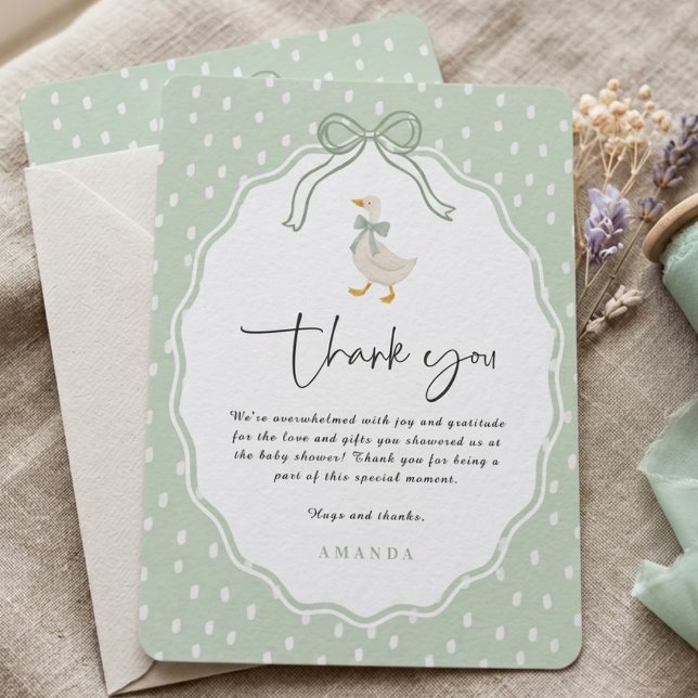 Invitation Sage Vert Silly Goose Coquette Merci Baby Shower (Créateur téléchargé)