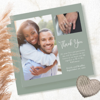 Invitation Sage Vert Simple Minimaliste Merci Mariage