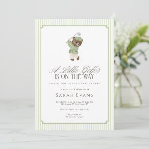 Invitation Sage Vert Un Petit Ourson Golfeur Baby Shower